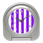 Vertical Stripes - White and Violet Desk Alarm Clock