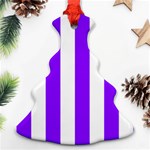 Vertical Stripes - White and Violet Christmas Tree Ornament (Two Sides)