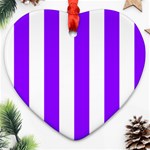 Vertical Stripes - White and Violet Heart Ornament (Two Sides)