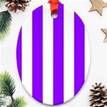 Vertical Stripes - White and Violet Oval Ornament (Two Sides)