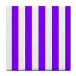 Vertical Stripes - White and Violet Tile Coaster