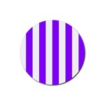 Vertical Stripes - White and Violet Rubber Round Coaster (4 pack)