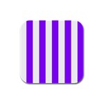 Vertical Stripes - White and Violet Rubber Square Coaster (4 pack)