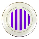 Vertical Stripes - White and Violet Porcelain Plate