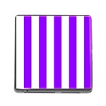 Vertical Stripes - White and Violet Memory Card Reader (Square)