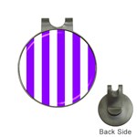 Vertical Stripes - White and Violet Golf Ball Marker Hat Clip