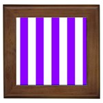 Vertical Stripes - White and Violet Framed Tile