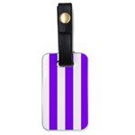 Vertical Stripes - White and Violet Luggage Tag (One Side)