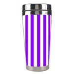 Vertical Stripes - White and Violet Stainless Steel Travel Tumbler