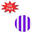 Vertical Stripes - White and Violet 1  Mini Button (100 pack)