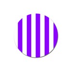 Vertical Stripes - White and Violet Magnet 3  (Round)