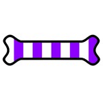 Vertical Stripes - White and Violet Magnet (Dog Bone)