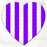 Vertical Stripes - White and Violet Jigsaw Puzzle (Heart)