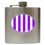 Vertical Stripes - White and Violet Hip Flask (6 oz)