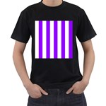 Vertical Stripes - White and Violet Men s T-Shirt (Black)