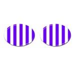 Vertical Stripes - White and Indigo Violet Cufflinks (Oval)