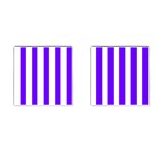 Vertical Stripes - White and Indigo Violet Cufflinks (Square)