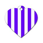 Vertical Stripes - White and Indigo Violet Dog Tag Heart (One Side)