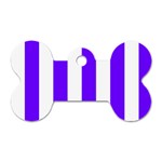 Vertical Stripes - White and Indigo Violet Dog Tag Bone (Two Sides)
