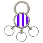 Vertical Stripes - White and Indigo Violet 3-Ring Key Chain