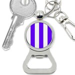 Vertical Stripes - White and Indigo Violet Bottle Opener Key Chain