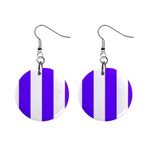Vertical Stripes - White and Indigo Violet 1  Button Earrings