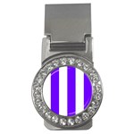 Vertical Stripes - White and Indigo Violet Money Clip (CZ)