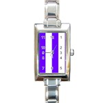 Vertical Stripes - White and Indigo Violet Rectangle Italian Charm Watch
