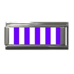 Vertical Stripes - White and Indigo Violet Superlink Italian Charm (9mm)