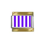 Vertical Stripes - White and Indigo Violet Gold Trim Italian Charm (9mm)