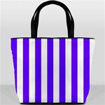 Vertical Stripes - White and Indigo Violet Bucket Bag