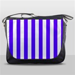 Vertical Stripes - White and Indigo Violet Messenger Bag