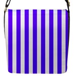 Vertical Stripes - White and Indigo Violet Flap Closure Messenger Bag (S)
