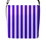Vertical Stripes - White and Indigo Violet Flap Closure Messenger Bag (L)
