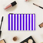 Vertical Stripes - White and Indigo Violet Cosmetic Bag (S)