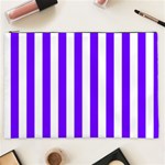 Vertical Stripes - White and Indigo Violet Cosmetic Bag (XXL)
