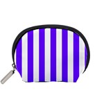 Vertical Stripes - White and Indigo Violet Accessory Pouch (Small)