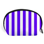 Vertical Stripes - White and Indigo Violet Accessory Pouch (Large)