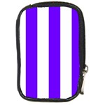 Vertical Stripes - White and Indigo Violet Compact Camera Leather Case