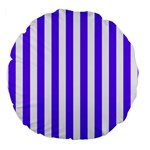 Vertical Stripes - White and Indigo Violet Large 18  Premium Round Cushion