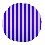 Vertical Stripes - White and Indigo Violet Large 18  Premium Flano Round Cushion