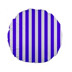 Vertical Stripes - White and Indigo Violet Standard 15  Premium Round Cushion