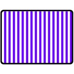 Vertical Stripes - White and Indigo Violet Fleece Blanket (Large) (One Side)