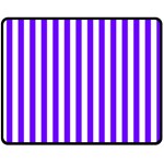 Vertical Stripes - White and Indigo Violet Fleece Blanket (Medium) (One Side)