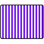 Vertical Stripes - White and Indigo Violet Double Sided Fleece Blanket (Medium) (Two Sides)
