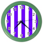 Vertical Stripes - White and Indigo Violet Color Wall Clock