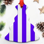 Vertical Stripes - White and Indigo Violet Ornament (Christmas Tree)