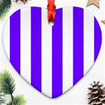 Vertical Stripes - White and Indigo Violet Ornament (Heart)
