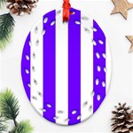 Vertical Stripes - White and Indigo Violet Ornament (Bell) Ornament (Oval Filigree)