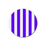 Vertical Stripes - White and Indigo Violet Rubber Coaster (Round)